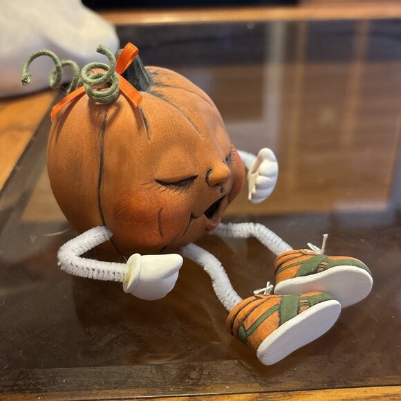 Halloween Ceramic Mold Pumpkin jack-o’-lantern sleepy face Dona’s 5” - Picture 6 of 7